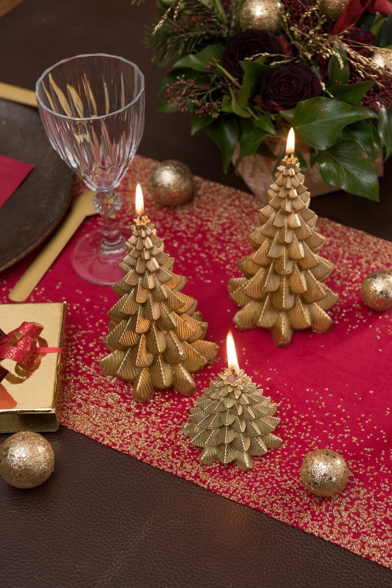 Stearinlys Juletræ Guld 8 cm