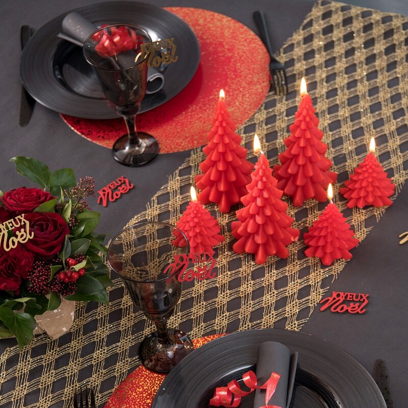 Stearinlys Juletræ Rødt 8 cm