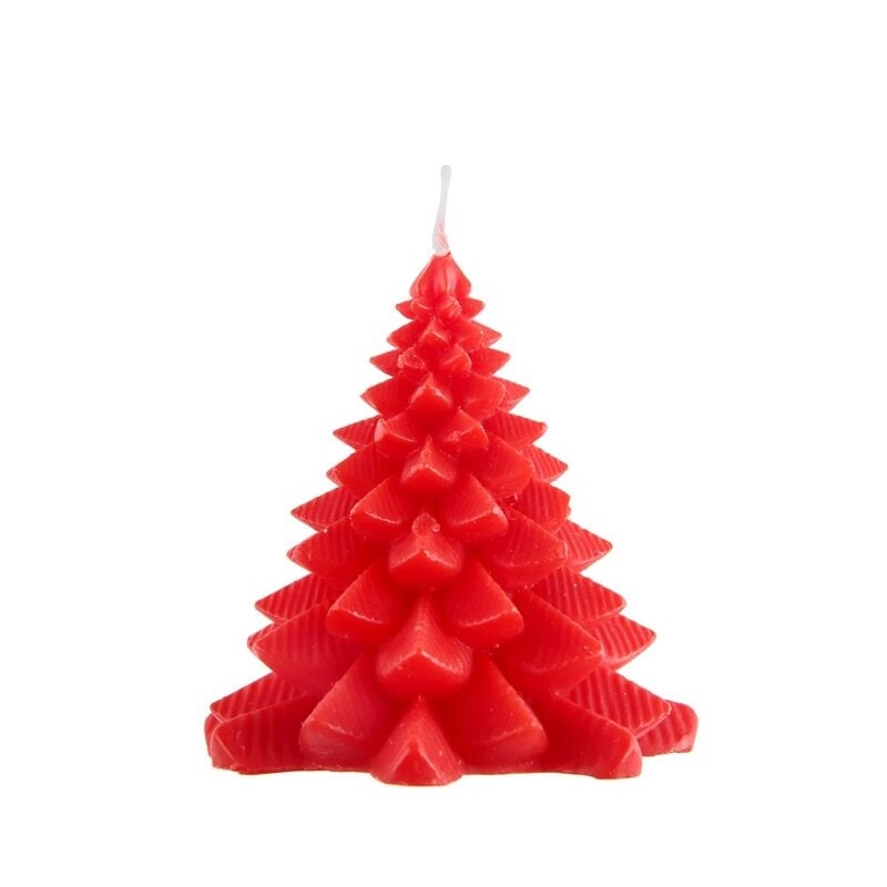 Stearinlys Juletræ Rødt 8 cm