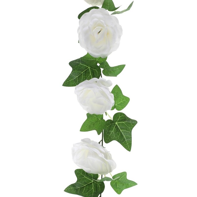 Guirlande med store hvide blomster 180 cm
