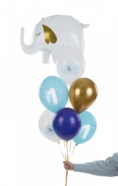 Ballon mix 1 år, Blå elefant 6-pak