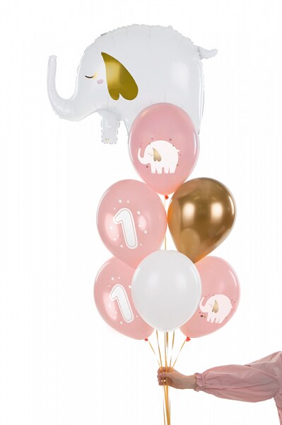 Ballon mix 1 år, Rosa elefant 6-pak