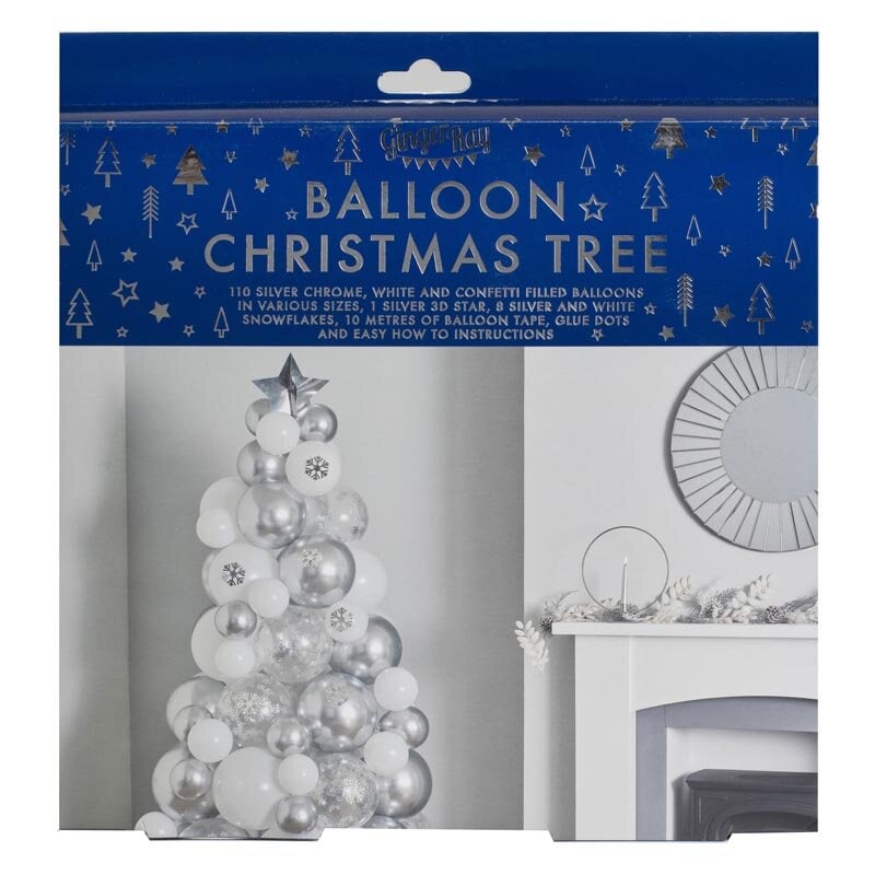 DIY - Ballon juletræssæt Sølv 180 cm