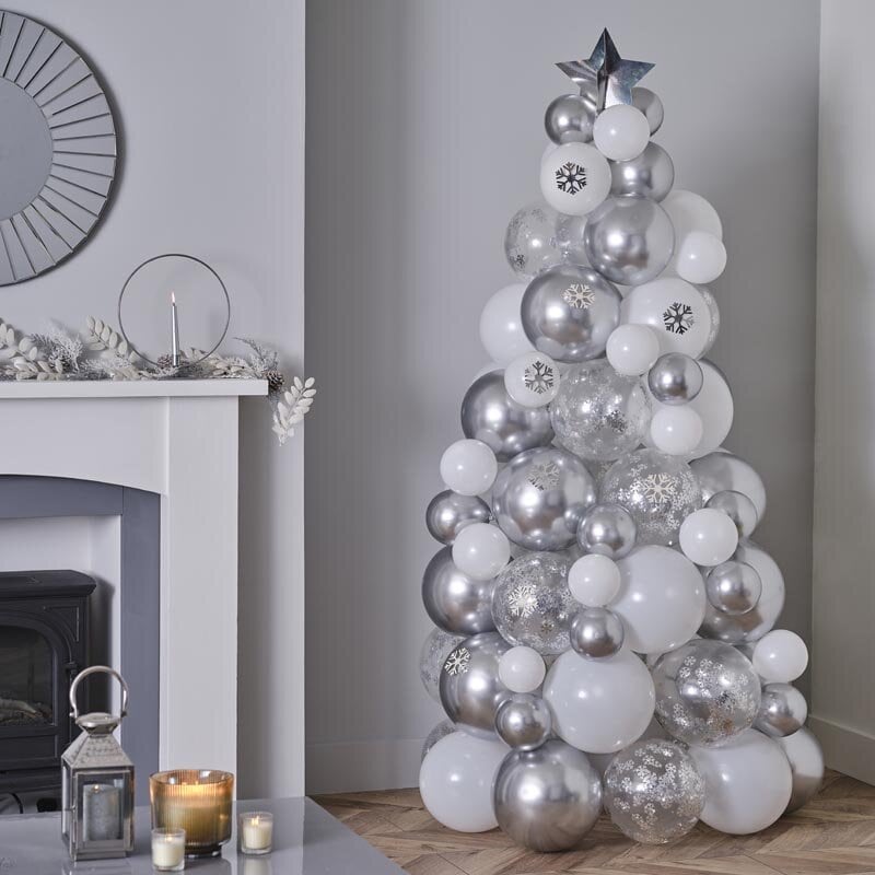DIY - Ballon juletræssæt Sølv 180 cm