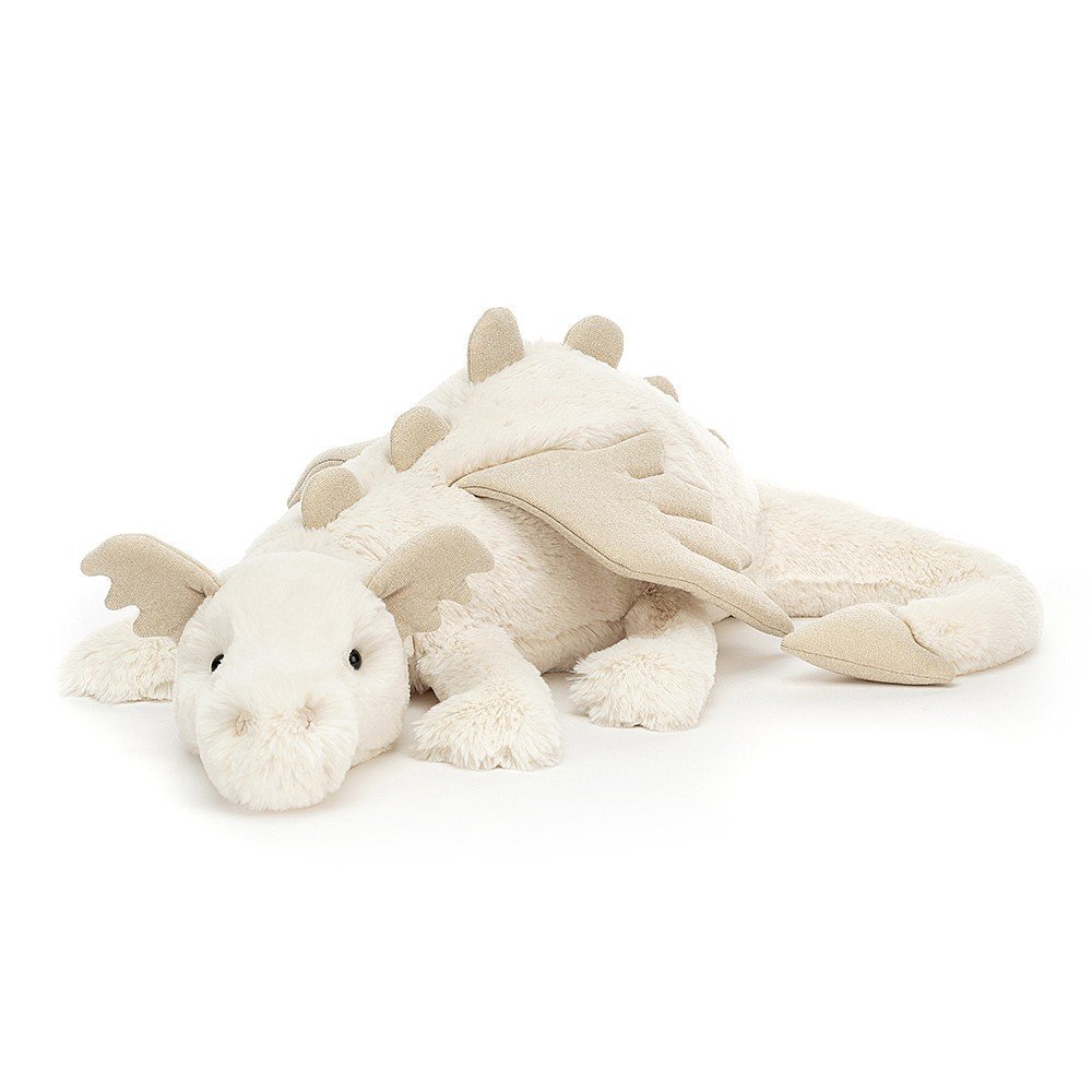 Jellycat - Liggende hvid drage 66 cm
