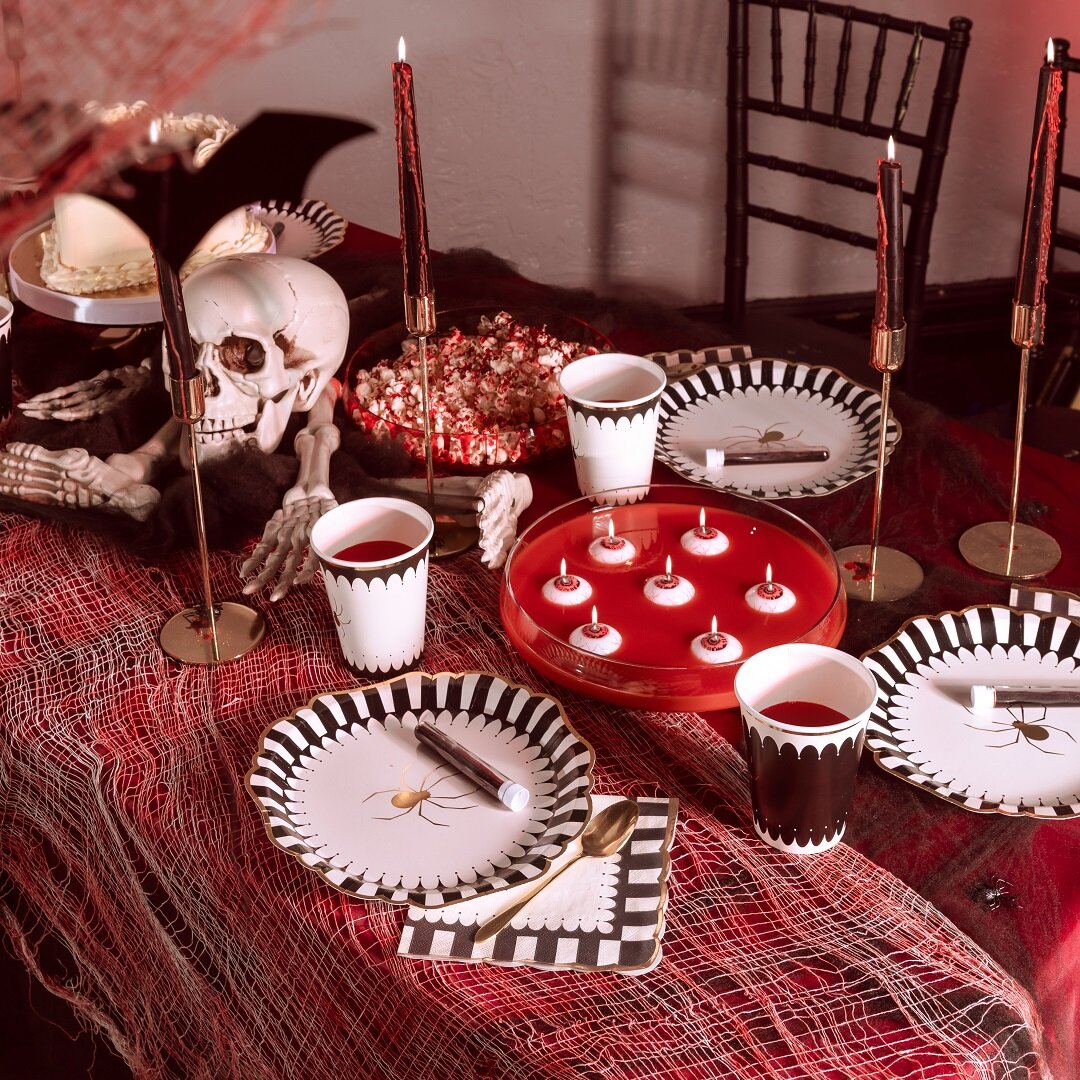 Halloween-servietter med guldkant 12 stk