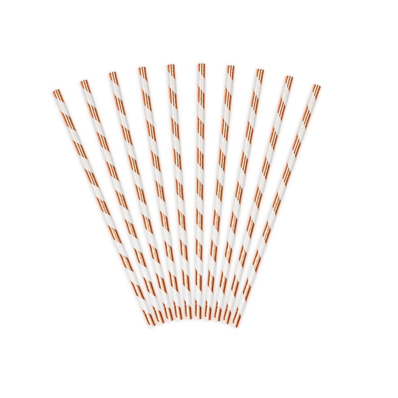 Papsugerør - Rose-gold stribet 10 stk.