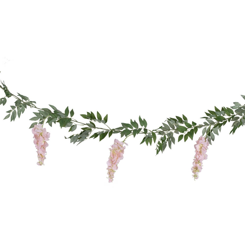 Blomsterguirlande Lyserød & Grøn Wisteria 180 cm