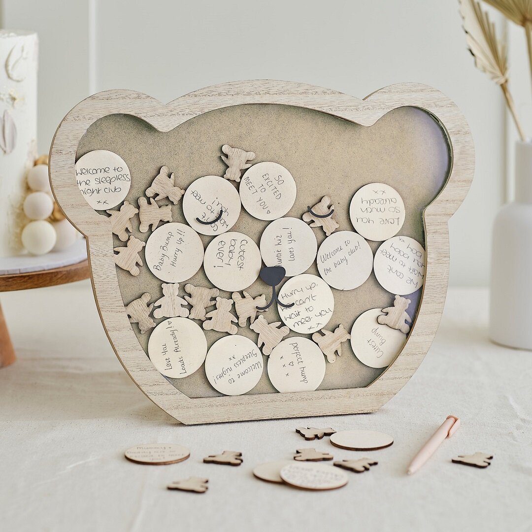 Teddybjørn - Gæstebog i træramme