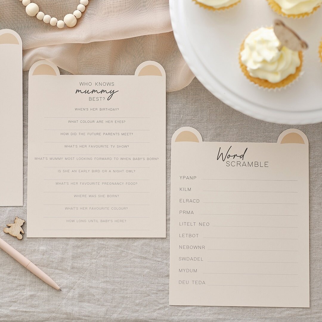 Teddybjørn - Babyshower Quiz-spil