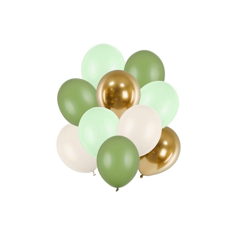 Ballonmix Grøn & Guld 10 stk