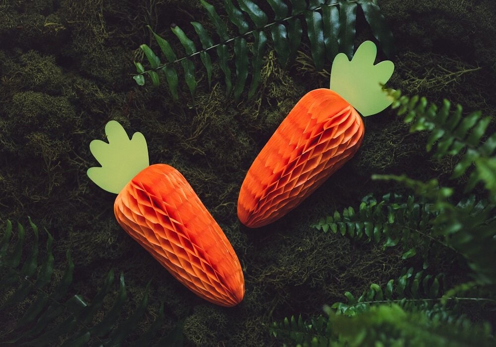 Påskepynt - Gulerod Honeycomb 20 cm