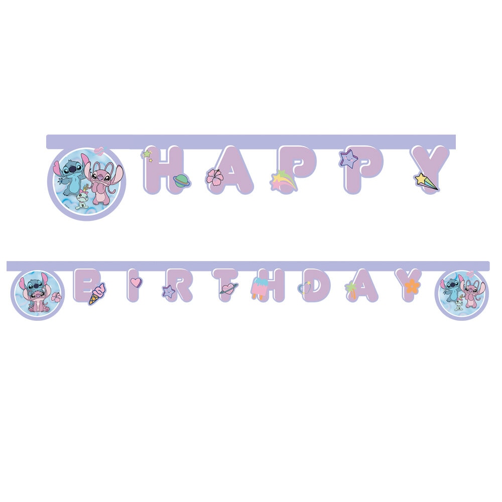Stitch & Angel Guirlande Happy Birthday