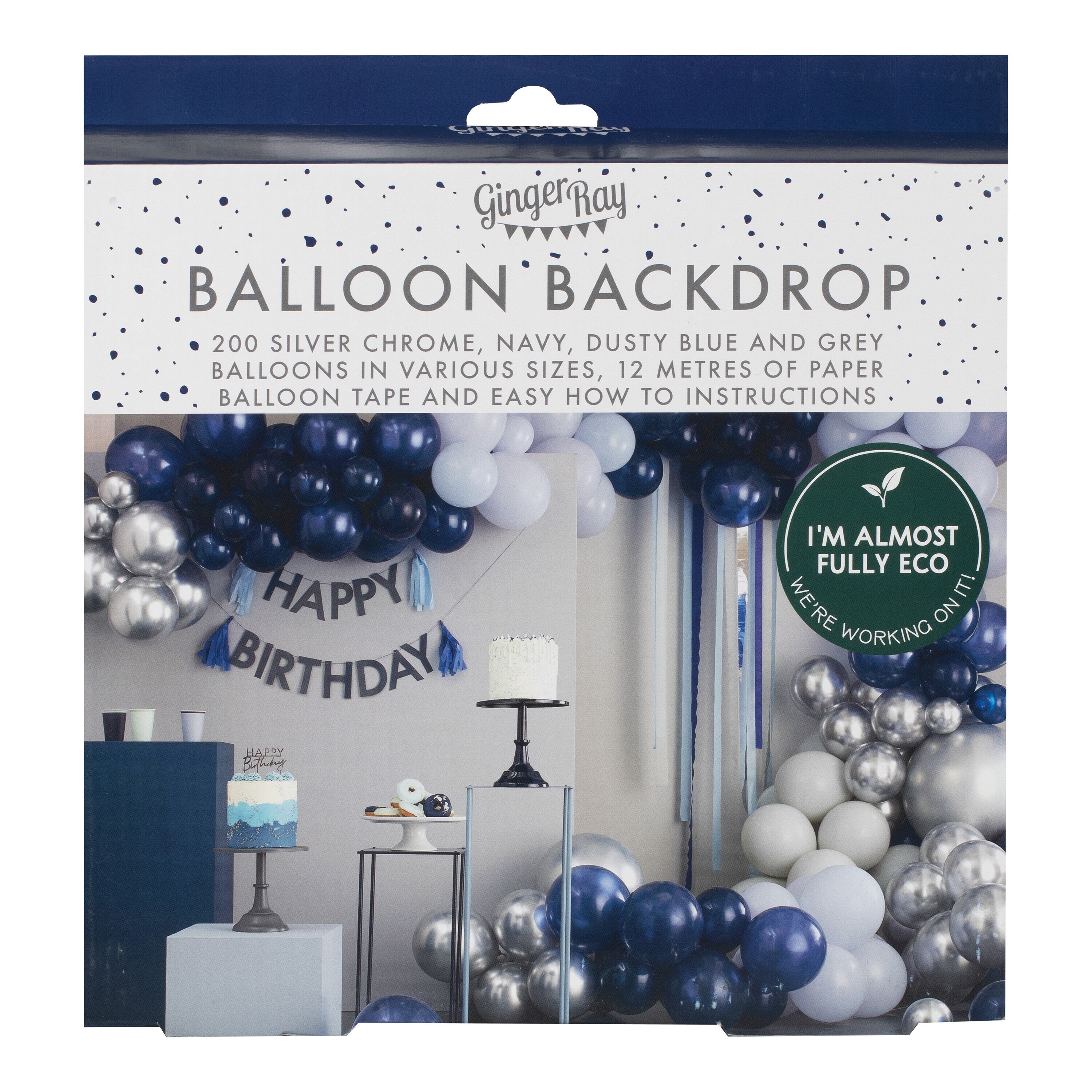 DIY Deluxe Ballonbue - Sølv, blå og mørkeblå