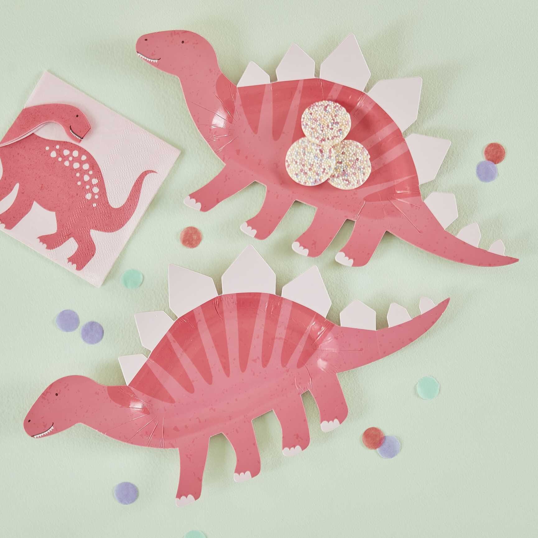 Dinosaur Roar Pink - Formede tallerkner 8 stk