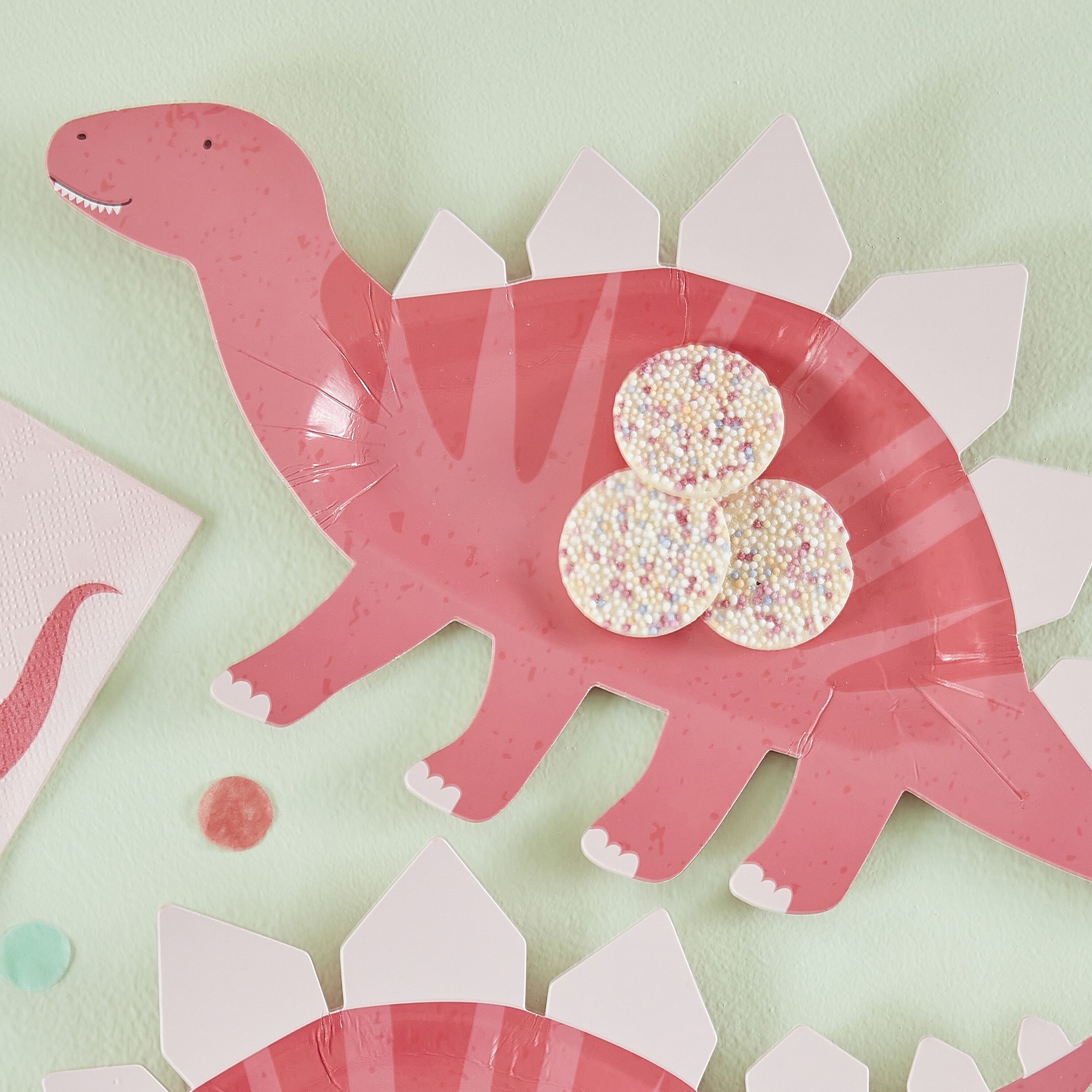 Dinosaur Roar Pink - Formede tallerkner 8 stk