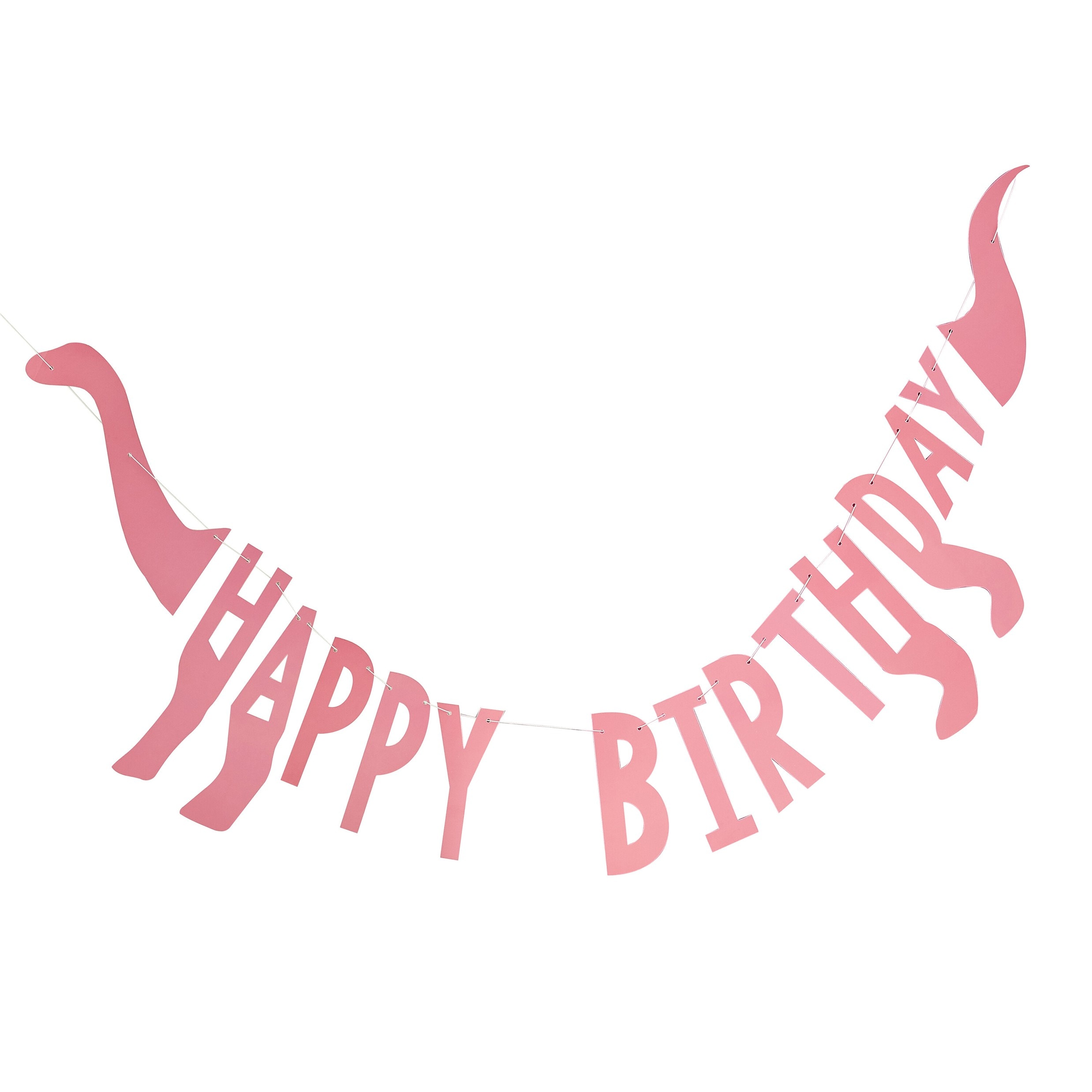 Dinosaur Roar Pink, Guirlande Happy Birthday 137 cm