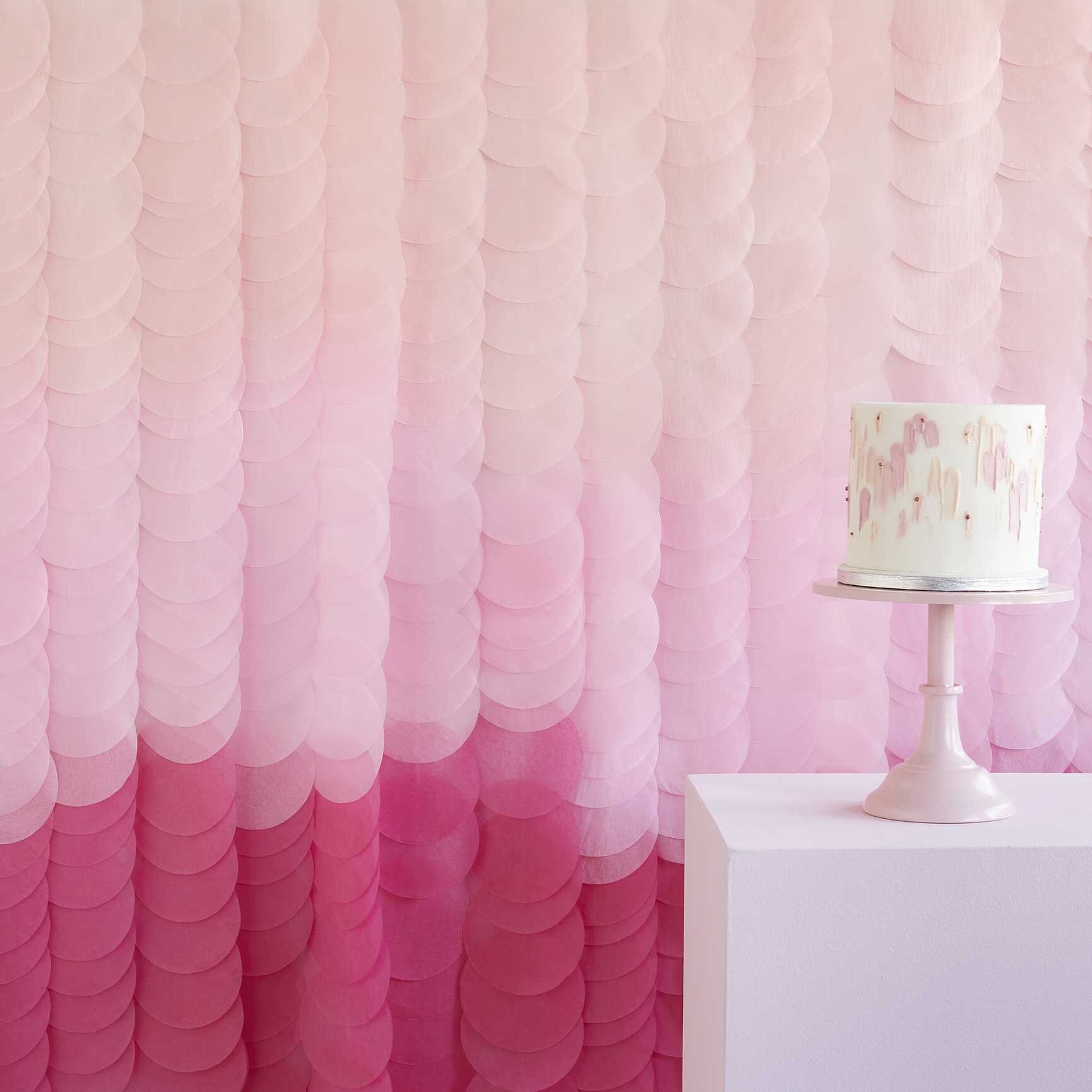 Backdrop med cirkler i rosa ombre 200 cm