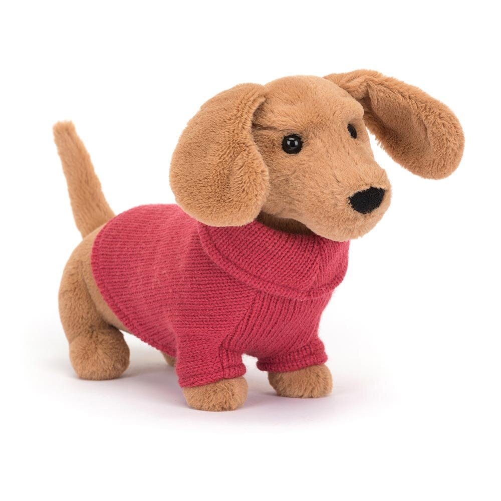 Jellycat - Gravhund med pink striktrøje 16 cm