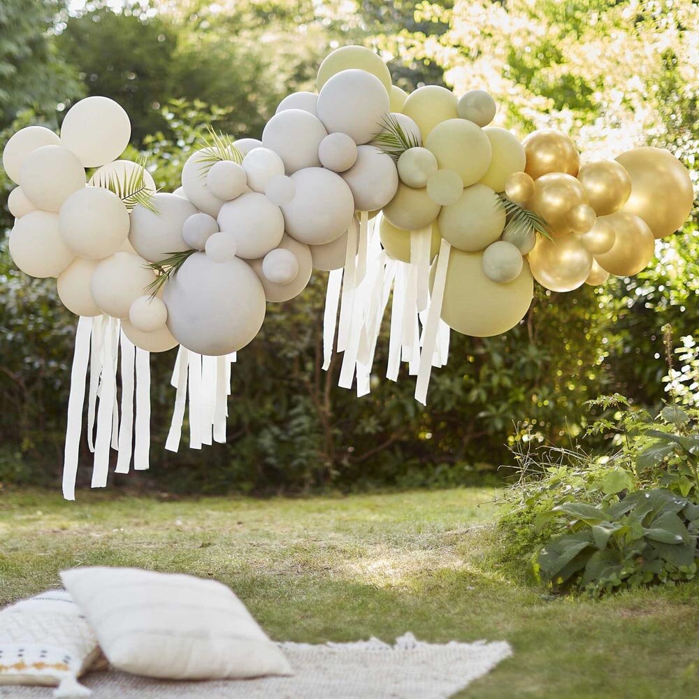 DIY Deluxe Ballonbue - Grøn/Guld med palmeblade